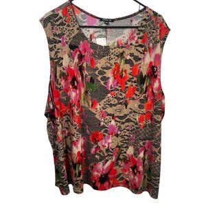 Vikki Vi  Floral Mattejsy Sleeveless Blouse Womens 4x Plus Size Tank Pink New